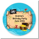 Pirate Treasure Map - Round Personalized Birthday Party Sticker Labels