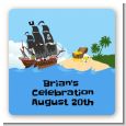 Pirate Ship - Square Personalized Birthday Party Sticker Labels thumbnail