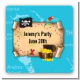 Pirate Treasure Map - Square Personalized Birthday Party Sticker Labels thumbnail