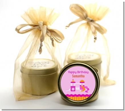 Playground Girl - Birthday Party Gold Tin Candle Favors