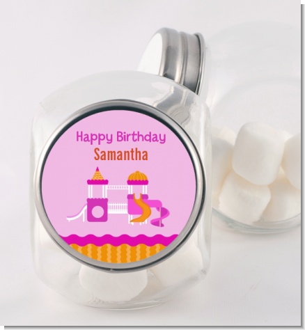 Playground Girl - Personalized Birthday Party Candy Jar