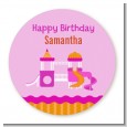 Playground Girl - Round Personalized Birthday Party Sticker Labels thumbnail