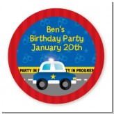 Police Car - Round Personalized Birthday Party Sticker Labels