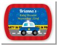 Police Car - Personalized Baby Shower Rounded Corner Stickers thumbnail