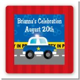 Police Car - Square Personalized Baby Shower Sticker Labels