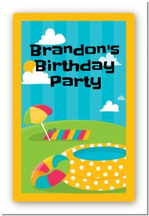 Pool Party - Custom Large Rectangle Birthday Party Sticker/Labels