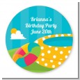 Pool Party - Round Personalized Birthday Party Sticker Labels thumbnail