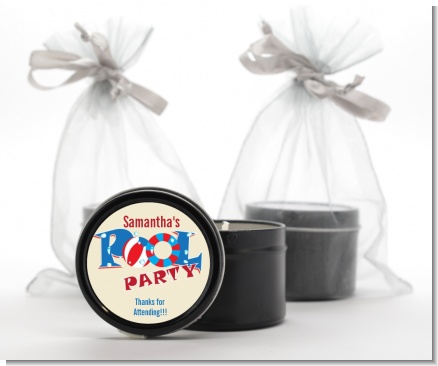 Poolside Pool Party - Birthday Party Black Candle Tin Favors