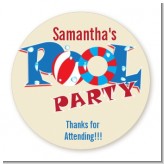 Poolside Pool Party - Round Personalized Birthday Party Sticker Labels
