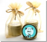 Posh Mom To Be Blue - Baby Shower Gold Tin Candle Favors