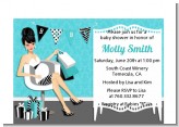 Posh Mom To Be Blue - Baby Shower Petite Invitations