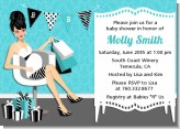 Posh Mom To Be Blue - Baby Shower Invitations