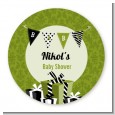 Posh Mom To Be Neutral - Round Personalized Baby Shower Sticker Labels thumbnail