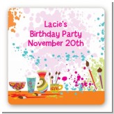 Pottery Painting - Square Personalized Birthday Party Sticker Labels