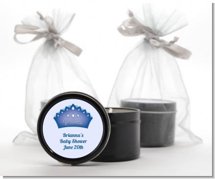 Prince Crown - Baby Shower Black Candle Tin Favors