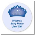 Prince Crown - Round Personalized Baby Shower Sticker Labels thumbnail