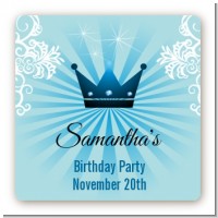 Prince Royal Crown - Square Personalized Baby Shower Sticker Labels