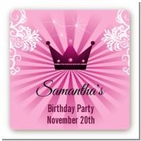 Princess Royal Crown - Square Personalized Baby Shower Sticker Labels