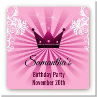 Princess Royal Crown - Square Personalized Baby Shower Sticker Labels