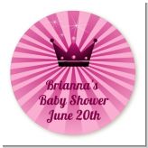 Princess Royal Crown - Round Personalized Baby Shower Sticker Labels