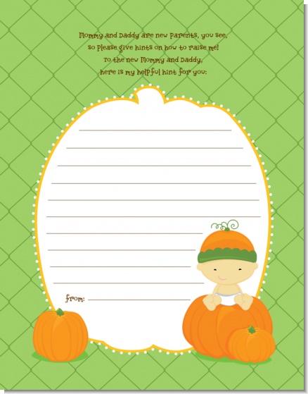 Pumpkin Baby Asian - Baby Shower Notes of Advice