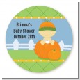 Pumpkin Baby Asian - Round Personalized Baby Shower Sticker Labels thumbnail