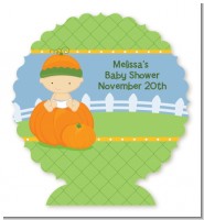 Pumpkin Baby Caucasian - Personalized Baby Shower Centerpiece Stand