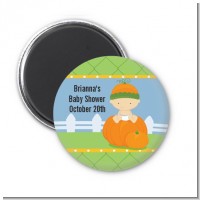 Pumpkin Baby Caucasian - Personalized Baby Shower Magnet Favors
