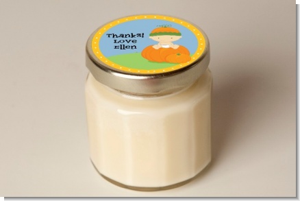 Pumpkin Baby Caucasian - Baby Shower Personalized Candle Jar