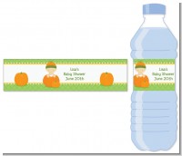 Pumpkin Baby Caucasian - Personalized Baby Shower Water Bottle Labels
