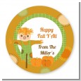 Pumpkin Patch Scarecrow Fall Theme - Round Personalized Halloween Sticker Labels thumbnail