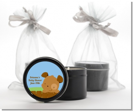Puppy Dog Tails Boy - Baby Shower Black Candle Tin Favors