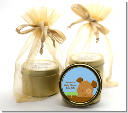 Puppy Dog Tails Boy - Baby Shower Gold Tin Candle Favors