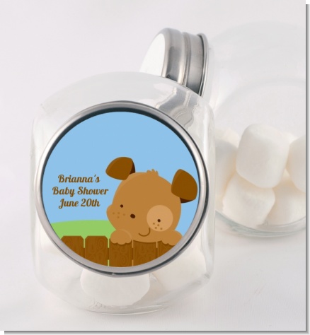 Puppy Dog Tails Boy - Personalized Baby Shower Candy Jar