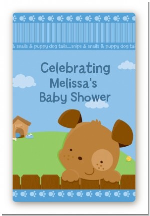 Puppy Dog Tails Boy - Custom Large Rectangle Baby Shower Sticker/Labels