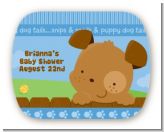 Puppy Dog Tails Boy - Personalized Baby Shower Rounded Corner Stickers