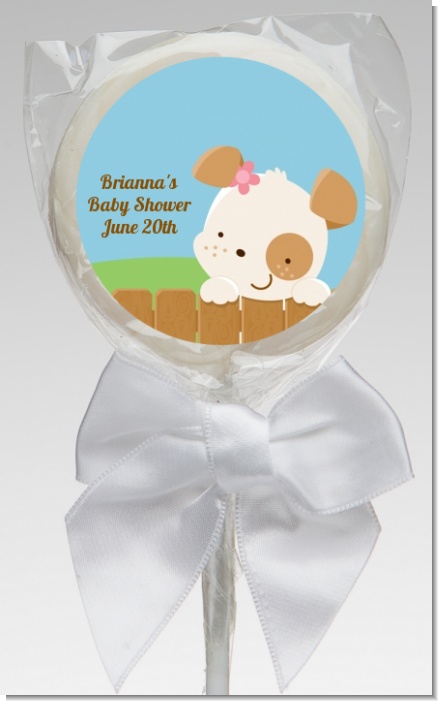 Puppy Dog Tails Girl - Personalized Baby Shower Lollipop Favors