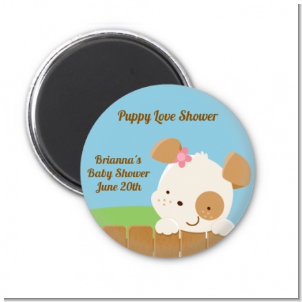 Puppy Dog Tails Girl - Personalized Baby Shower Magnet Favors