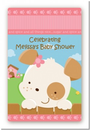 Puppy Dog Tails Girl - Custom Large Rectangle Baby Shower Sticker/Labels