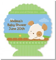 Puppy Dog Tails Neutral - Personalized Baby Shower Centerpiece Stand