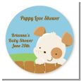 Puppy Dog Tails Neutral - Round Personalized Baby Shower Sticker Labels thumbnail