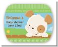 Puppy Dog Tails Neutral - Personalized Baby Shower Rounded Corner Stickers thumbnail