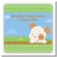 Puppy Dog Tails Neutral - Square Personalized Baby Shower Sticker Labels thumbnail