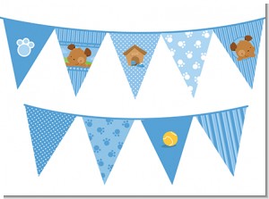 Puppy Dog Tails Boy - Baby Shower Themed Pennant Set