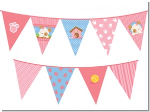Puppy Dog Tails Girl - Baby Shower Themed Pennant Set