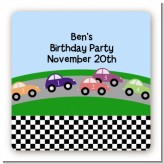 Race Car - Square Personalized Birthday Party Sticker Labels