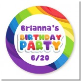 Rainbow - Round Personalized Birthday Party Sticker Labels