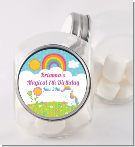 Rainbow Unicorn - Personalized Birthday Party Candy Jar