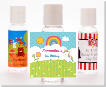 Rainbow Unicorn - Personalized Birthday Party Hand Sanitizers Favors