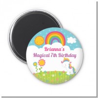Rainbow Unicorn - Personalized Birthday Party Magnet Favors